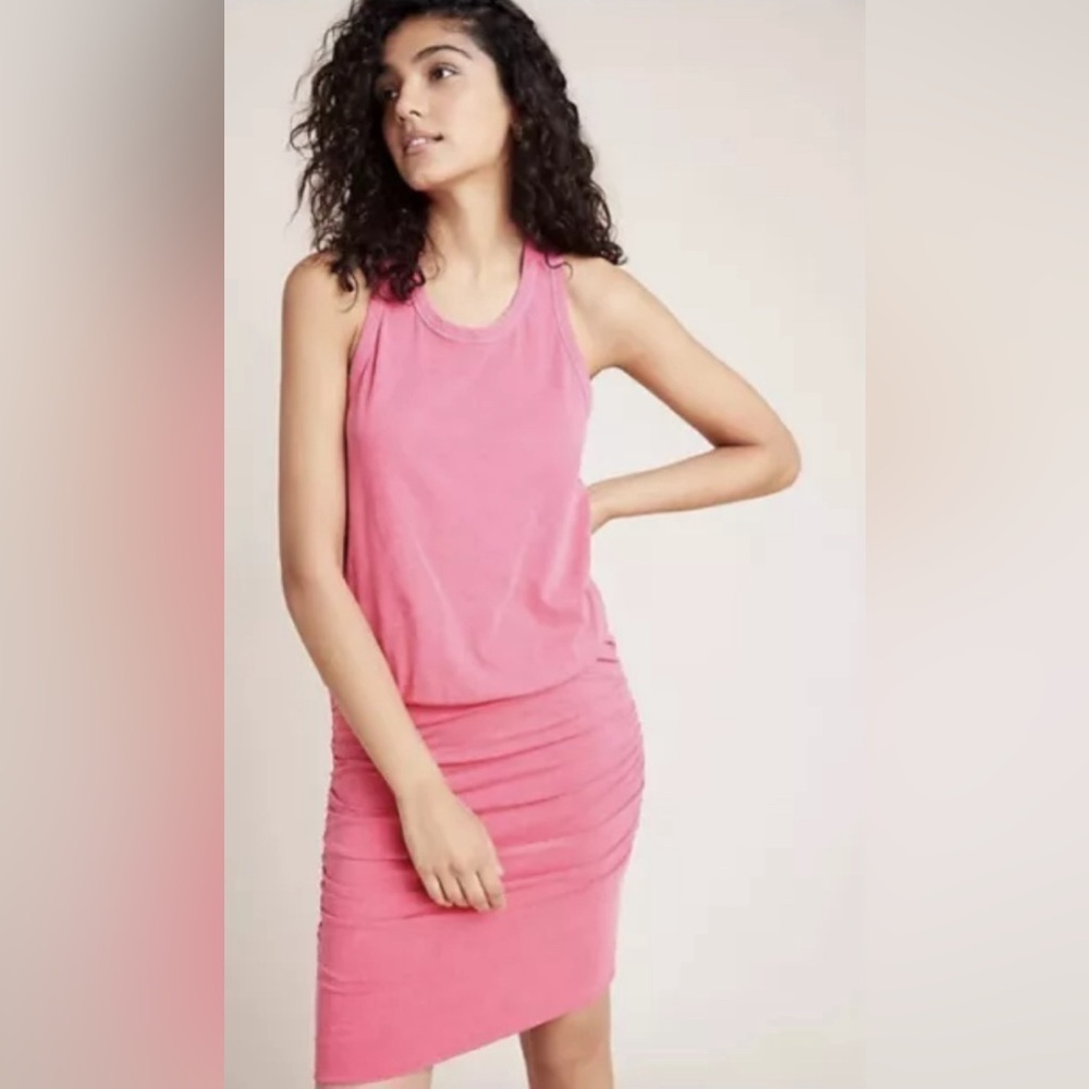 Sundry Hot Pink Rouched Bottom Tank Dress Size Small Excellent condition.